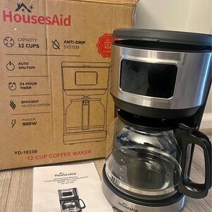 12-Cup Stainless Steel & Black Coffee Maker